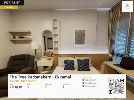 รูปภาพ TIZ4GX Rent Now: The Tree Pattanakarn - Ekkamai | 13,500 THB/mo | 28 sq.m. | Floor 5 | 1 Bed | Move-in Ready