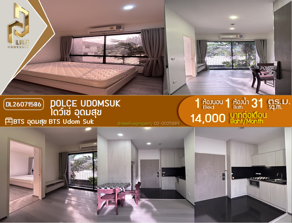 รูป DL26071586 ให้เช่าคอนโด โดว์เช่ อุดมสุข (Dolce Udomsuk ) ใกล้ BTS อุดมสุข พร้อมเข้าอยู่ โทรด่วน 0638692663 LineID @952jdxxk - รูปที่ 1/14