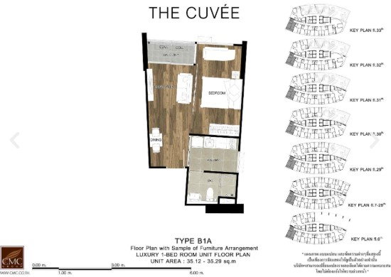 picture Cuvee Yaek Tiwanon. 1 Bedroom. 26 F. Corner Room. Skyline View - 77/77