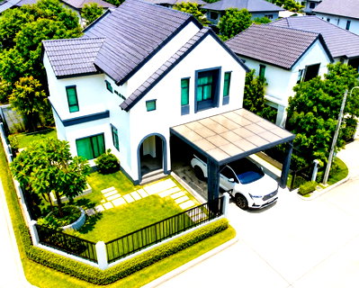 บ้านเดี่ยวให้เช่า : ใกล้ตลาดเสริมสุข 1 กม.โลตัส บางบ่อ  60 ตร.ว.  ABAC บางนา ให้เช่าบ้านเดี่ยว 2 ชั้น 2-3นอน 3 น้ำ 153 ตร.ม. 1.3 กม