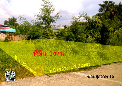 ที่ดิน ม.อีสเทิร์นเอเชีย : ขายที่ดิน 1งาน ซอยสุสวาท 16 ลำลูกกา