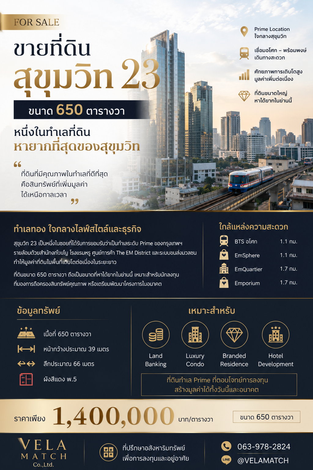 Rare Opportunity | ขายที่ดินสุขุมวิท 23 ขนาด 650 ตร.ว. หนึ่งในทำเลที่ดินหายากที่สุดของสุขุมวิท