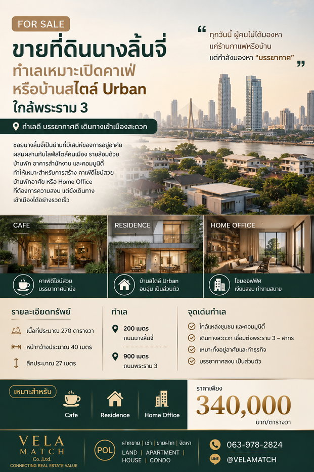 รูป ขายที่ดินนางลิ้นจี่ ทำเลเหมาะเปิดคาเฟ่หรือบ้านสไตล์ Urban ใกล้พระราม 3 - รูปที่ 1/1