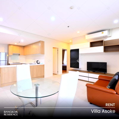 Condos for rent : Rental Condo 🌃 Villa Asoke, 2BR 81 sq.m. 45K 💎 Beautiful Unit with New Air Conditioners, Near MRT Phetchaburi 