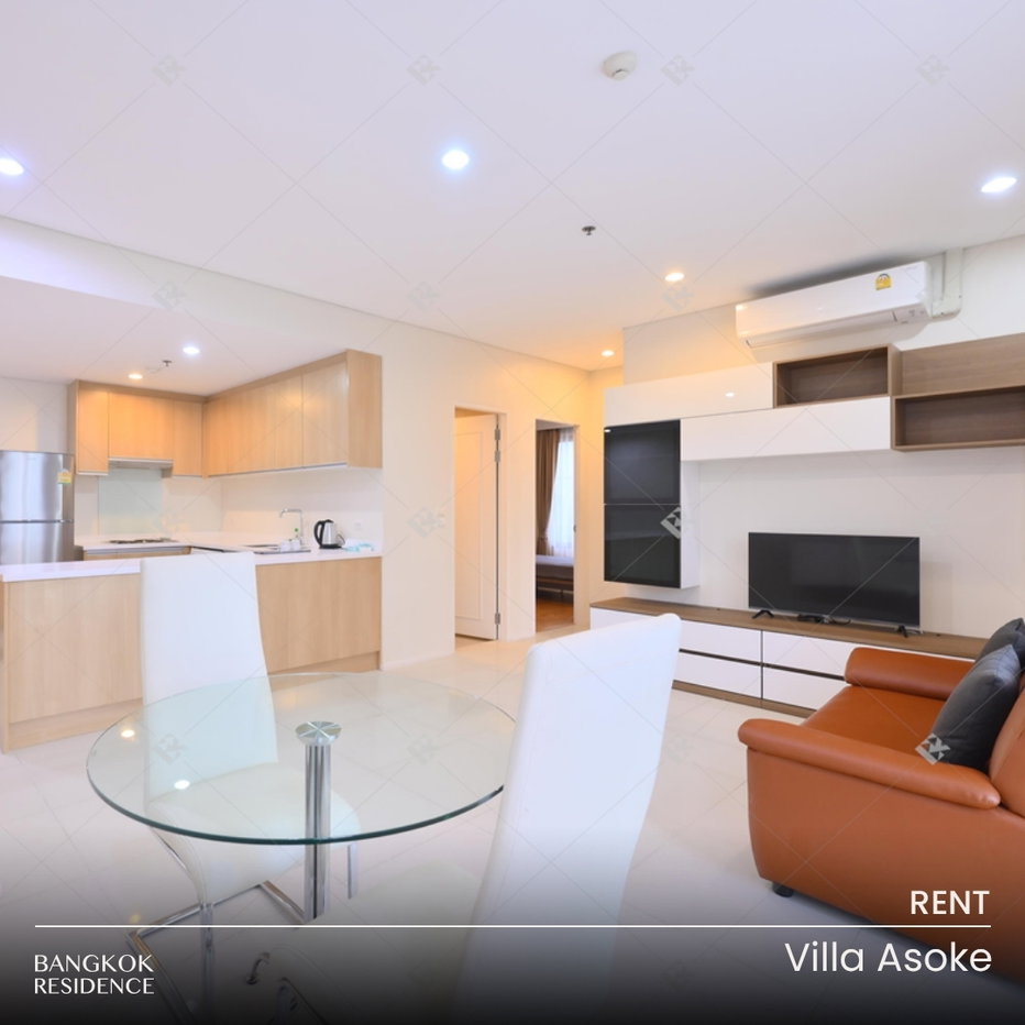 รูป เช่าคอนโด 🌃 Villa Asoke  2นอน 81ตรม 45K 💎 ห้องสวย พร้อมแอร์ใหม่ ใกล้ MRT เพชรบุรี  - รูปที่ 1/10