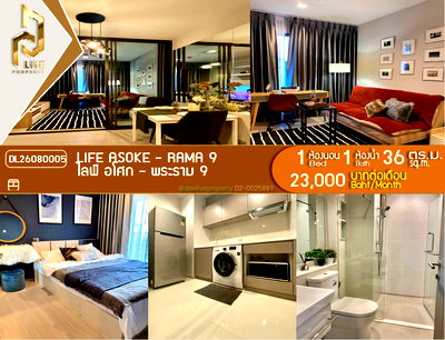 Condos for rent : DL26080005 Condo for rent, Life Asoke - Rama 9 near MRT Phra Ram 9, ready to move in, call urgently 0614453194 LineID @952jdxxk