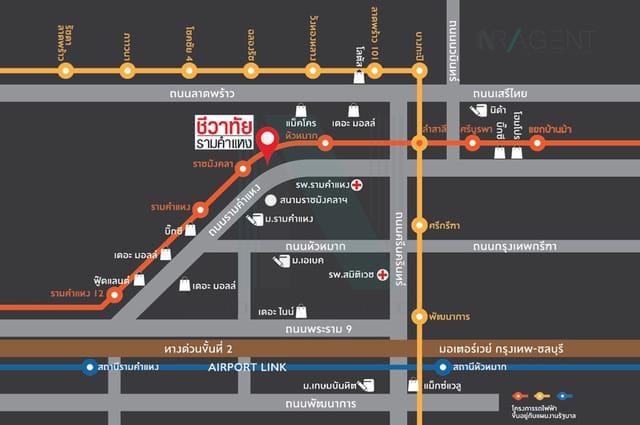รูป 📌 ให้เช่าคอนโด ชีวาทัย รามคำแหง อาคาร 1 ชั้น 15 1 ห้องนอน ขนาด 30.00 ตรม ใกล้ เดอะมอลล์ บางกะปิ - รูปที่ 7/8