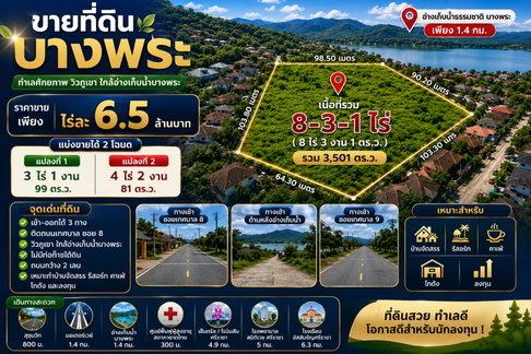 ขายที่ดินทำเลทอง เกือบ 9 ไร่ บางพระ ศรีราชา