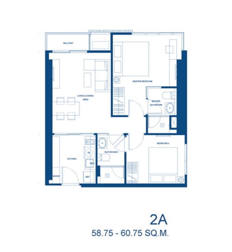 picture Large corner unit, 60 sq.m., 2 Bedrooms, 2 Bathrooms, with separated living room and kitchen zones. - 29/31