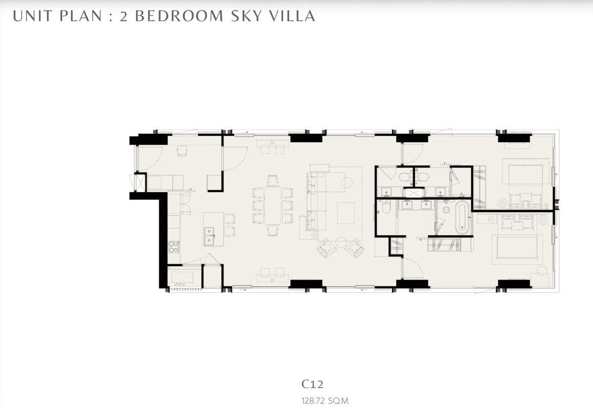 picture Sky Villa 2bedrooms for rent , New condo at Romm Convent - 2/8