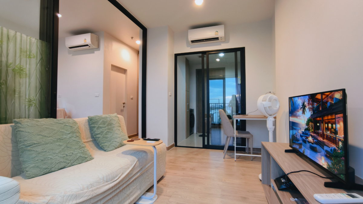 รูป ให้เช่า Niche MONO Sukhumvit-Bearing | เดิน 5 นาที BTS แบริ่ง | 1 นอน 32.59 ตร.ม. | ชั้น 9 วิวสระ | เฟอร์ครบ พร้อมอยู่ - รูปที่ 2/34