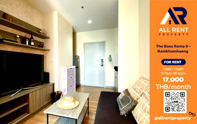 Condos for rent : 🔥 The Base Rama 9 - Ramkhamhaeng. Beautiful 1-bedroom unit on the 15th floor, near MRT Ramkhamhaeng. Only 17,000 THB/month. Ready to move in! 🏙️✨