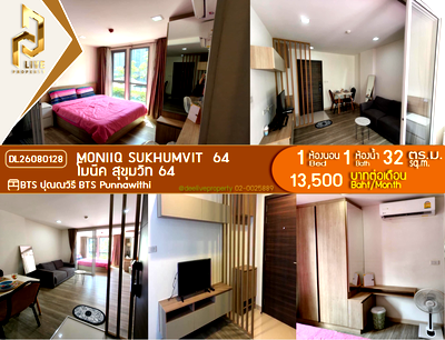 Condos for rent : DL26080128 Condo for rent, MONIIQ Sukhumvit  64 near BTS ปุณณวิถี, ready to move in, call urgently 0614453194 LineID @952jdxxk