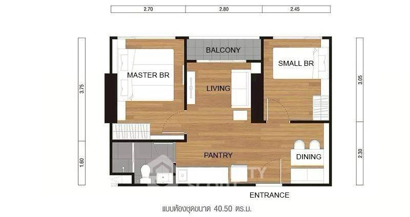 picture 2-BR Condo At Lumpini Suite Phetchaburi–Makkasan, 20th Floor Near ARL Makkasan (ID 2455735) - 6/10