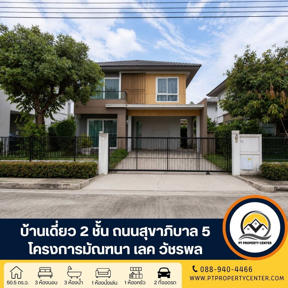รูป โครงการมัณฑนา เลค วัชรพล ให้เช่าบ้านสวยพร้อมอยู่ ราคาพิเศษ สิ่งอำนวยความสะดวกครบครัน เข้าออกได้หลายเส้นทางทั้งถนนสุขาภิบาล 5 และซอยสายไหม 56 - รูปที่ 1/21