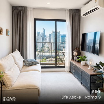 Rental Condo 🌃 Life Asoke - Rama 9, 2BR 60 sq.m. 42K 🛋️ Beautiful Fully Furnished Unit, Near MRT Phra Ram 9