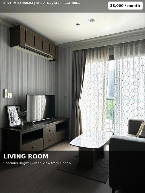 รูป หายาก! Rhythm รางน้ำ 57 ตร.ม. 2นอน2น้ำ ชั้น 6 วิวต้นไม้โล่ง | เจ้าของอยู่เอง Built-in ทั้งห้อง** - รูปที่ 4/14