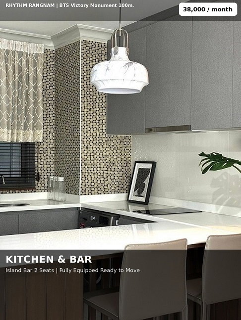 รูป หายาก! Rhythm รางน้ำ 57 ตร.ม. 2นอน2น้ำ ชั้น 6 วิวต้นไม้โล่ง | เจ้าของอยู่เอง Built-in ทั้งห้อง** - รูปที่ 5/14