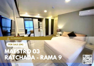 Condos for sale : Urgent Sale ✨ Maestro 03 Ratchada - Rama 9 ✨ Fully furnished and equipped with appliances; near MRT Thailand Cultural Centre.