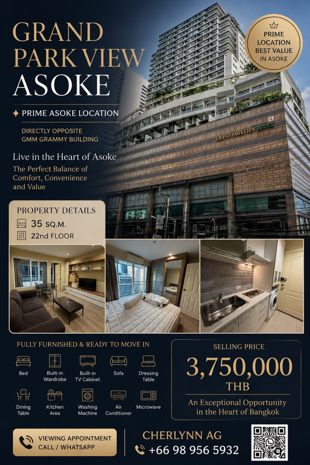 รูป ขาย Grand Park View Asoke High-Floor Unit - รูปที่ 1/6