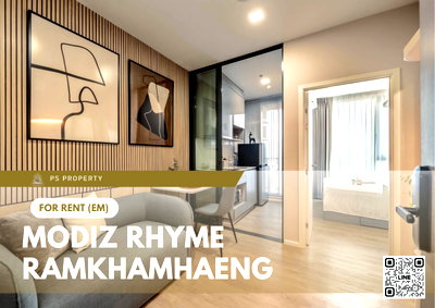 คอนโดให้เช่า : ให้เช่า 🔥 Modiz Rhyme Ramkhamhaeng 🔥 ใกล้ MRT เพียง 80 เมตร เฟอร์นิเจอร์ และ เครื่องใช้ไฟฟ้าครบ 
