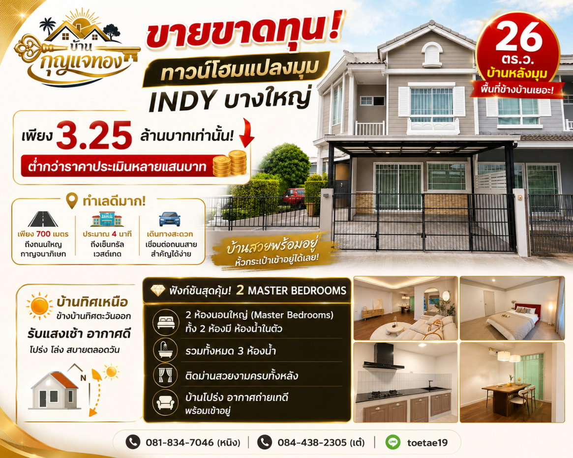 รูป หมู่บ้าน ทาวน์โฮม อินดี้ แปลงมุม บางใหญ่ - รูปที่ 1/19