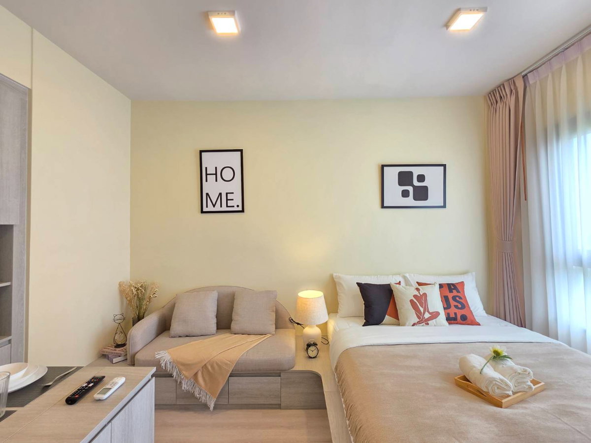 picture For rent ✨COBE Ratchada–Rama 9 ✨Studio, pets allowed🐱🐶 Ready to move in 😍🥰 Close to many amenities. - 4/8