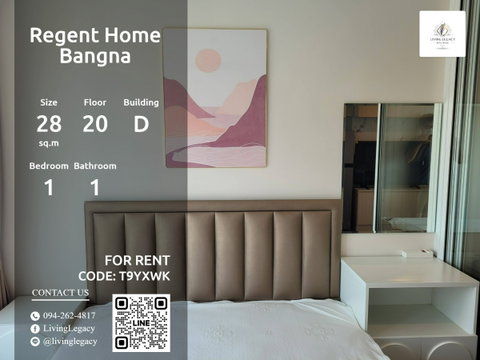 T9YXWK Urgent rental condo Regent Home Bangna 28 sq.m. | Floor 20 | 1 bedrooms | 1 bathrooms 10,000 THB/month line id : @livinglegacy