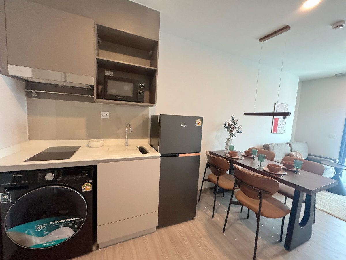 รูป Aspire Sukhumvit-Rama 4 แต่งครบโทนน้ำตาล-ครีมอบอุ่น วิวเมืองชั้นสูงกว้างสบายตา พร้อมชุดโต๊ะทานข้าวและโซนแต่งตัวบิวท์อิน - รูปที่ 6/15