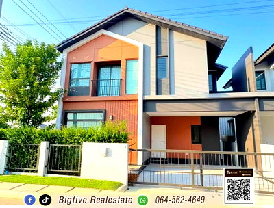 Twin houses for rent Nonthaburi : A69-080 House for rent, Anasiri Chaiyapruek-Wongwaen 2, twin house, corner unit, single-house style, beautiful and fully furnished
