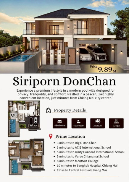 รูป 🏡 ขายด่วน! Pool Villa หมู่บ้านศิริพร ดอนจั่น 4นอน สระว่ายน้ำ ตกแต่งครบ 📞 063-664-9056 - รูปที่ 7/7