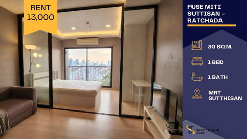 Cozy vibe & soft lighting, goes fast! ✨ Fuse Miti Sutthisan | 1Bed 30sqm | Near MRT | Rent 13K/mo ⚡ DM now for a free viewing!