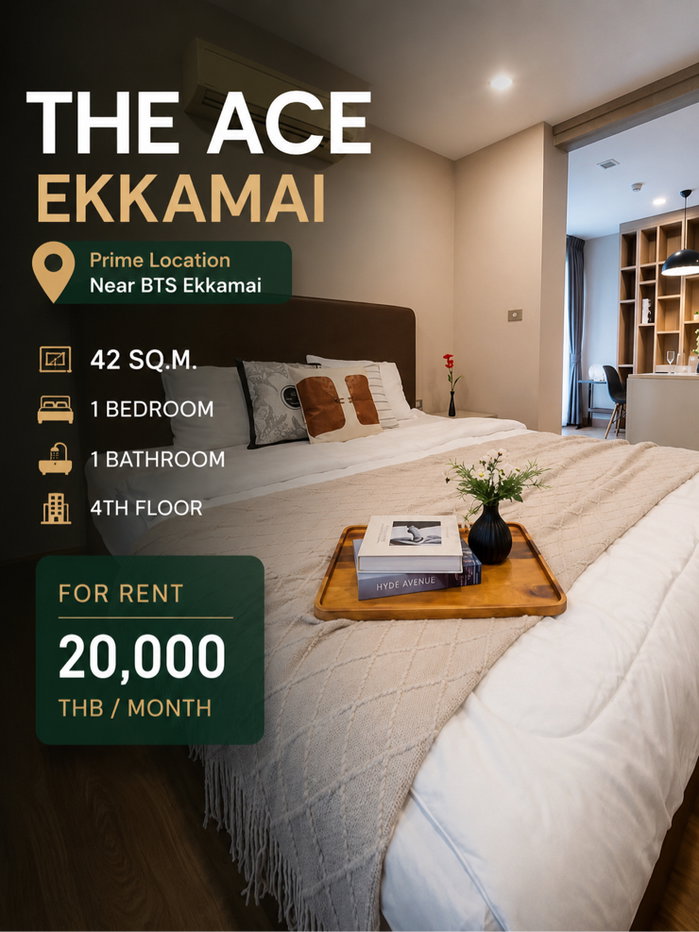 รูป 🏢 ปล่อยเช่า | The ACE Ekkamai ห้องสวย พร้อมอยู่ - รูปที่ 1/12