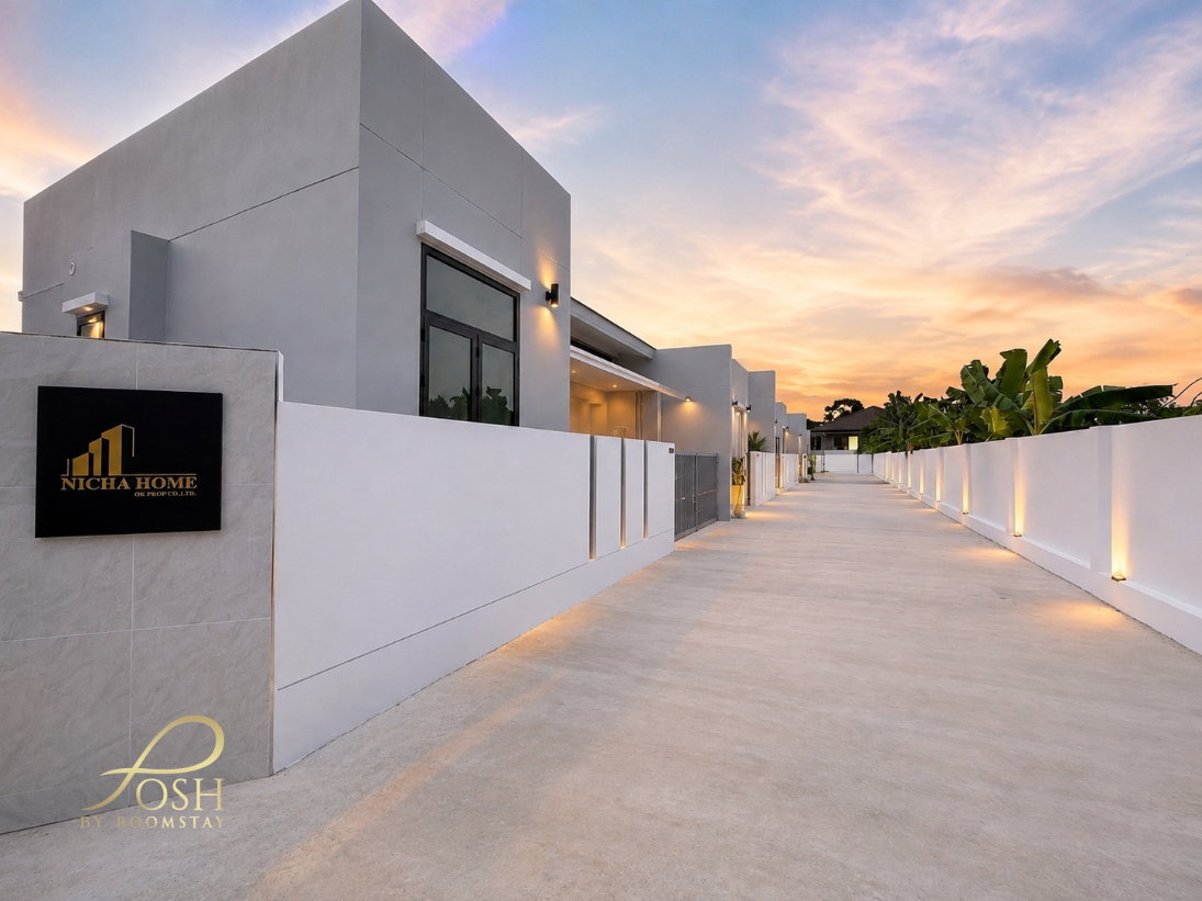 รูป ทาวน์โฮมชั้นเดียวสร้างใหม่ ทรงหน้ากว้าง สไตล์ Modern ออกแบบเรียบง่าย โปร่ง ทำเลตรงข้ามเทศบาลป่าคลอก Nicha Home เพียง 6 ยูนิตเท่านั้น - รูปที่ 27/27