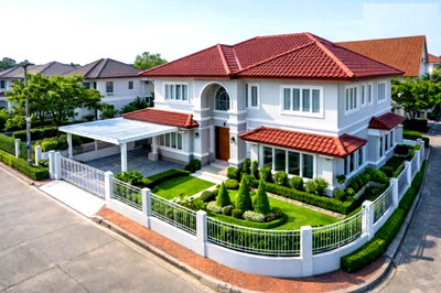 Houses for rent ถนนวัชรพล : Ramintra-Watcharapol Sukhapiban 5 Soi 26-32 reduced from 120,000 to 41,999B-M, corner mansion, 2-story detached house, 4-5 bedrooms, 3 bathrooms, 91