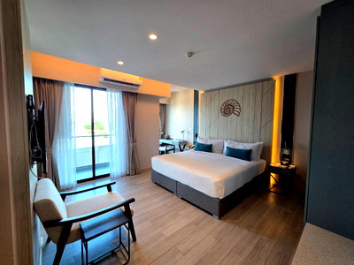 ขายคอนโด : ขายคอนโด Carapace Hua Hin : คาราเพซ หัวหิน , ห้องพักระดับ Deluxe Sea View 2 ห้องนอน ชั้น5 ระเบียงวิวทะเลและสวนน้ำ