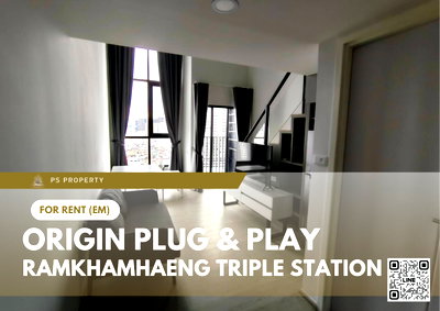 คอนโดให้เช่า : ให้เช่า 🔥 Origin Plug & Play Ramkhamhaeng Triple Station 🔥 ห้อง DUPLEX เฟอร์นิเจอร์ และ เครื่องใช้ไฟฟ้าครบ 