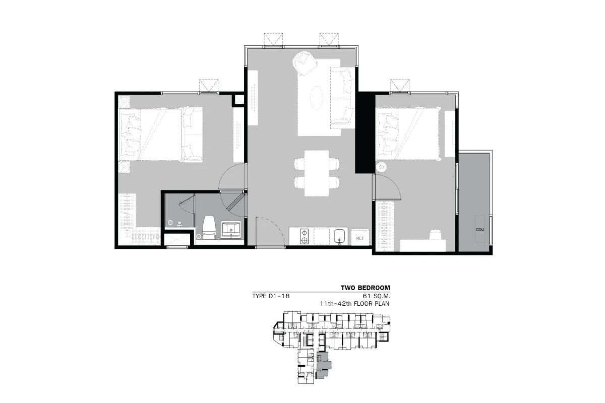 picture Life Ladprao Bldg A - 2 Beds, 1 Bath 61SQM 6662457 - 2/39