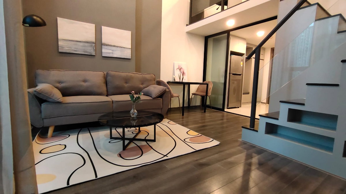 รูป Condo for RENT : Knightsbridge Space Rama 9𝐒𝐢𝐳𝐞 : 39 sqm. 𝐓𝐲𝐩𝐞 : Duplex 1 Bed 1 Bath / City View on : 18th ✅Fully furnished - รูปที่ 9/19