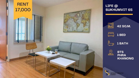 ✨Fully built-in & clear view! Life Sukhumvit 65 1Bed 42sqm High floor • Easy walk to BTS Ekkamai • 17,000/mo ⚡DM for free viewing!