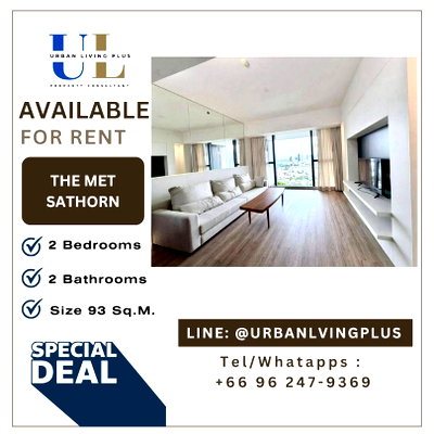 Condos for rent : ( UL2608111 ) ✨Tel/Line 096-2479369✨FOR RENT The Met Sathorn Condo, 2 bedrooms, 2 bathrooms Size 93 Sq.M. , Rare Item✨