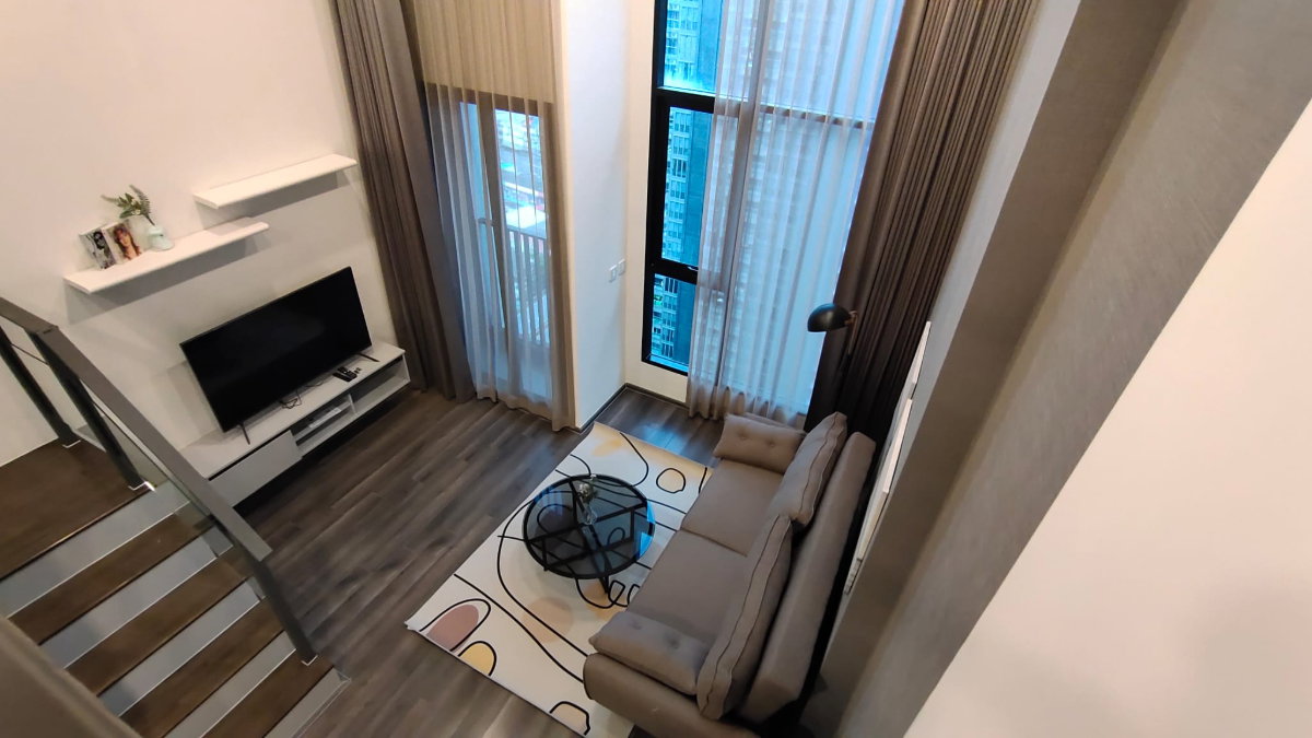 รูป Condo for RENT : Knightsbridge Space Rama 9𝐒𝐢𝐳𝐞 : 39 sqm. 𝐓𝐲𝐩𝐞 : Duplex 1 Bed 1 Bath / City View on : 18th ✅Fully furnished - รูปที่ 5/19