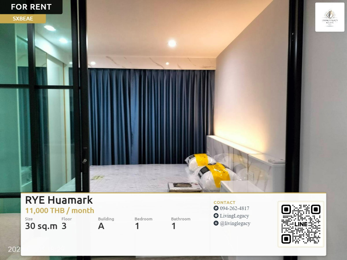 picture SXBEAE Rent RYE Huamark 11,000 THB | 30 sq.m. Floor 3 | 1 Bed 1 Bath | Furnished - 1/7