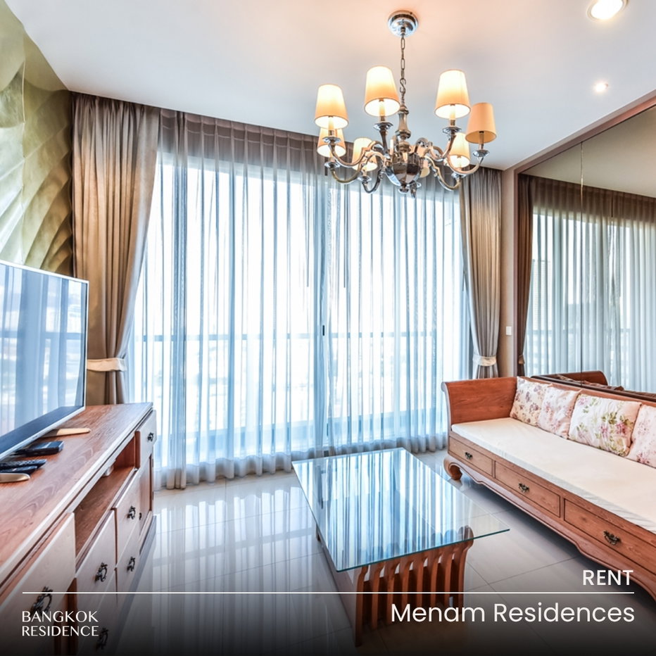 รูป เช่าคอนโด 💎 Menam Residences 2นอน 65ตร.ม. 45k 💎 ห้องสวย เฟอร์ครบ ใกล้ BTS สะพานตากสิน  - รูปที่ 1/12