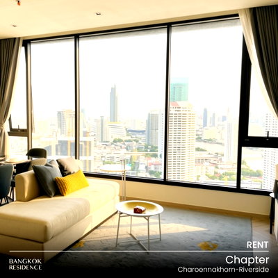 คอนโดให้เช่า : เช่าคอนโด 🌃 Chapter Charoennakhorn-Riverside 2นอน 68ตร.ม. 50k 🌊 ยูนิตกว้าง วิวแม่น้ำสวยจากชั้นสูง 