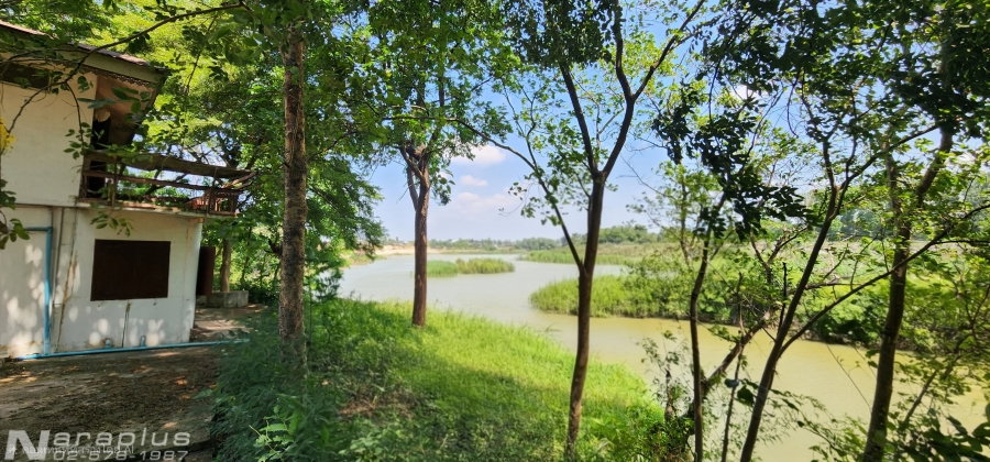 รูป 69060428 : ขายบ้านสไตล์รีสอร์ท พร้อมที่ดินติดโค้งน้ำแม่กลอง เนื้อที่ 2 ไร่ 52.7 ตารางวา พร้อมที่งอกติดแม่น้ำเกือบ 1 ไร่ อ.ท่ามะกา กาญจนบุรี - รูปที่ 2/22