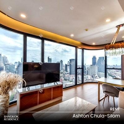Condos for rent : Rental Condo 🌃 Ashton Chula-Silom, 2BR 57.50 sq.m. 55K ⭐ Beautiful High Floor Unit with Built-in Furniture, Near MRT Sam Yan 
