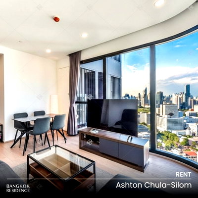 Condos for rent : Rental Condo ⭐ Ashton Chula-Silom, 2BR 55 sq.m. 50K 💫 High Floor Unit with Beautiful Unblocked View, Near MRT Sam Yan 