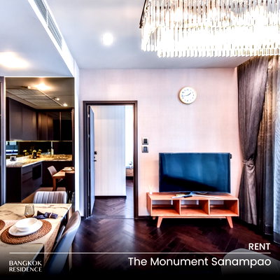 คอนโดให้เช่า : เช่าคอนโด 💎 The Monument Sanampao 1นอน 48ตร.ม. 37k 🍃 ห้องสวย โปร่งโล่งสบาย พร้อมเฟอร์ครบ ใกล้ BTS สนามเป้า  