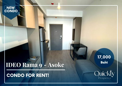 คอนโดให้เช่า : IDEO Rama 9 - Asoke | ราคา 17,000 บาท | ห้องใหม่ ทำเลดี เฟอร์นิเจอร์ครบ พร้อมอยู่